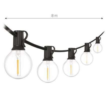 Brilagi - LED spoljašnji dekorativni lanac GIRLANDA 10xE12/0,6W/230V 8m crna IP44 topla bela