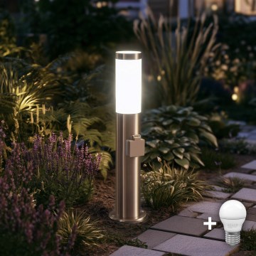 BRILAGI - LED spoljašnja lampa sa utičnicom ELIA 1xE27/7W/230V 4000K IP44 50 cm mat hrom