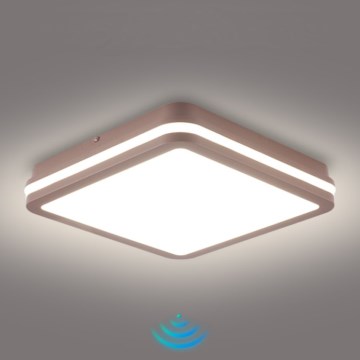 Brilagi - LED spoljašnja plafonska svetiljka sa senzorom BENE LED/24W/230V 26x26 cm smeđa IP54