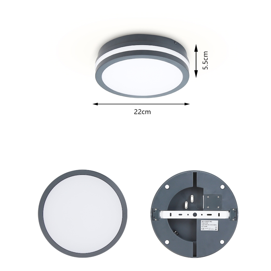 Brilagi - LED spoljašnje svetlo sa senzorom BENE LED/18W/230V prečnik 22 cm antracit IP54
