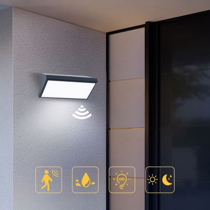 Brilagi - LED spoljašnje zidno svetlo sa senzorom TRIANGLE LED/20W/230V antracit IP65