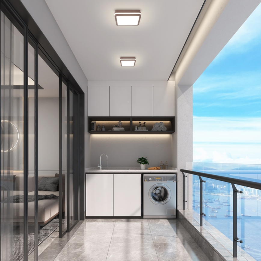 Brilagi - LED spoljašnje plafonsko svetlo BENE LED/18W/230V 21,5x21,5 cm braon IP54