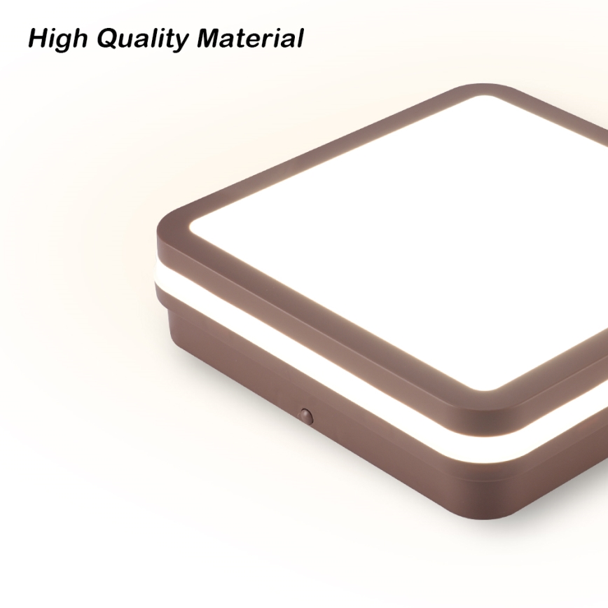 Brilagi - LED spoljašnje plafonsko svetlo BENE LED/18W/230V 21,5x21,5 cm braon IP54