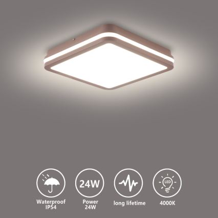 Brilagi - LED spoljašnje plafonsko svetlo BENE LED/24W/230V 26x26 cm, braon, IP54
