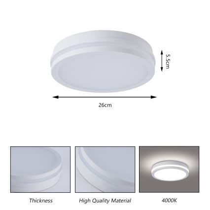 Brilagi - LED spoljašnje plafonsko svetlo BENE LED/24W/230V prečnik 26 cm bela IP54