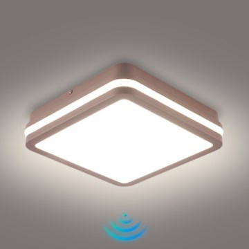 Brilagi - LED spoljašnje plafonsko svetlo sa senzorom BENE LED/18W/230V 21,5x21,5 cm braon IP54