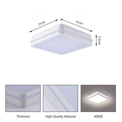Brilagi - LED spoljašnje svetlo BENE LED/24W/230V 26x26 cm belo IP54