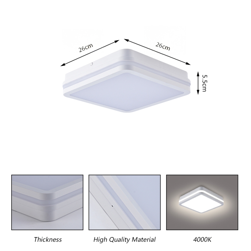 Brilagi - LED spoljašnje svetlo BENE LED/24W/230V 26x26 cm belo IP54