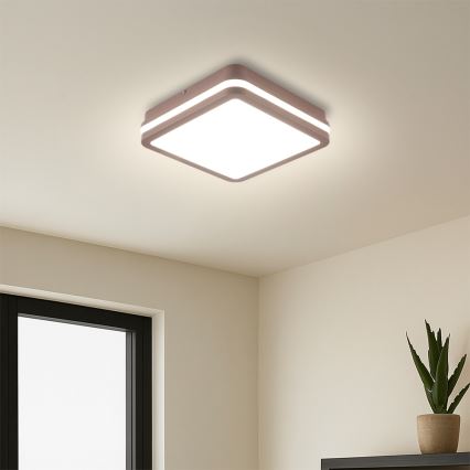 Brilagi - LED spoljašnje plafonsko svetlo sa senzorom BENE LED/18W/230V 21,5x21,5 cm braon IP54