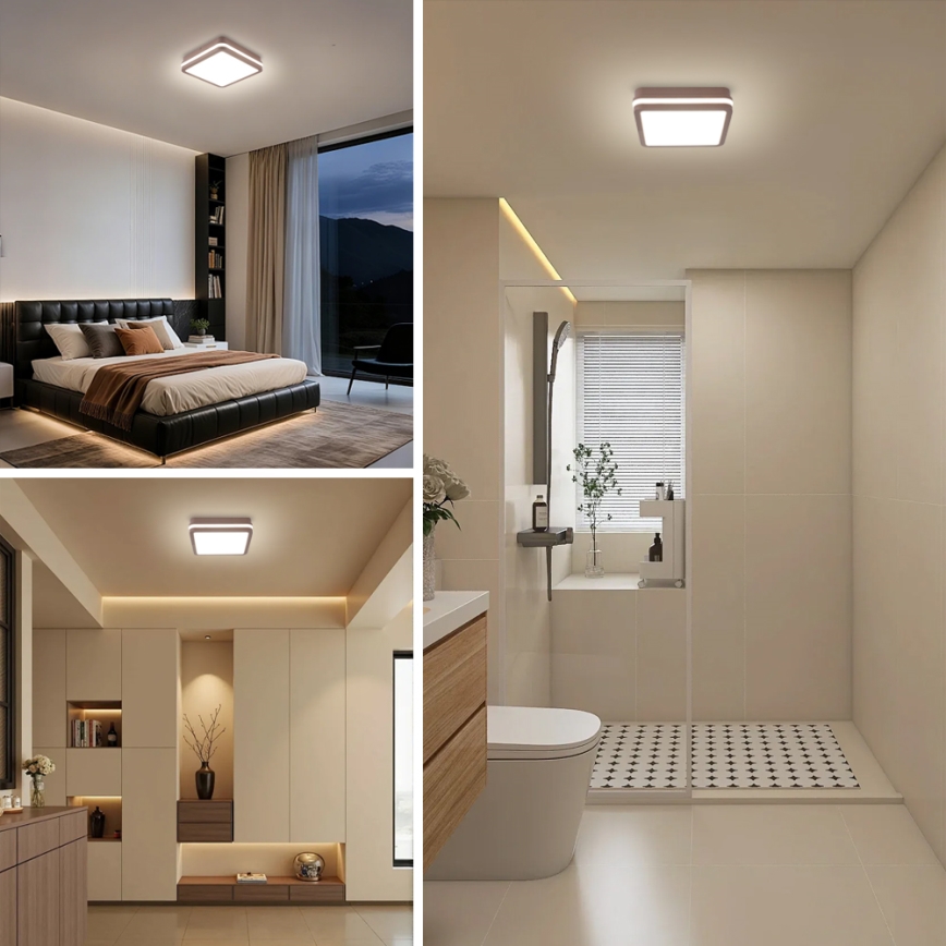 Brilagi - LED spoljašnje plafonsko svetlo sa senzorom BENE LED/18W/230V 21,5x21,5 cm braon IP54