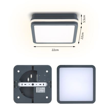 Brilagi - LED spoljašnje svetlo sa senzorom BENE LED/18W/230V 22x22 cm antracit IP54
