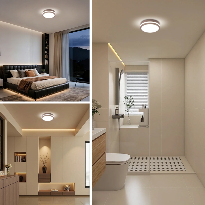 Brilagi - LED spoljašnja plafonska svetiljka sa senzorom BENE LED/18W/230V pr. 21,5 cm braon IP54
