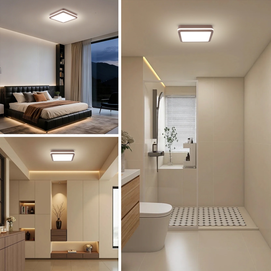 Brilagi - LED spoljašnje plafonsko svetlo sa senzorom BENE LED/24W/230V 26x26 cm braon IP54