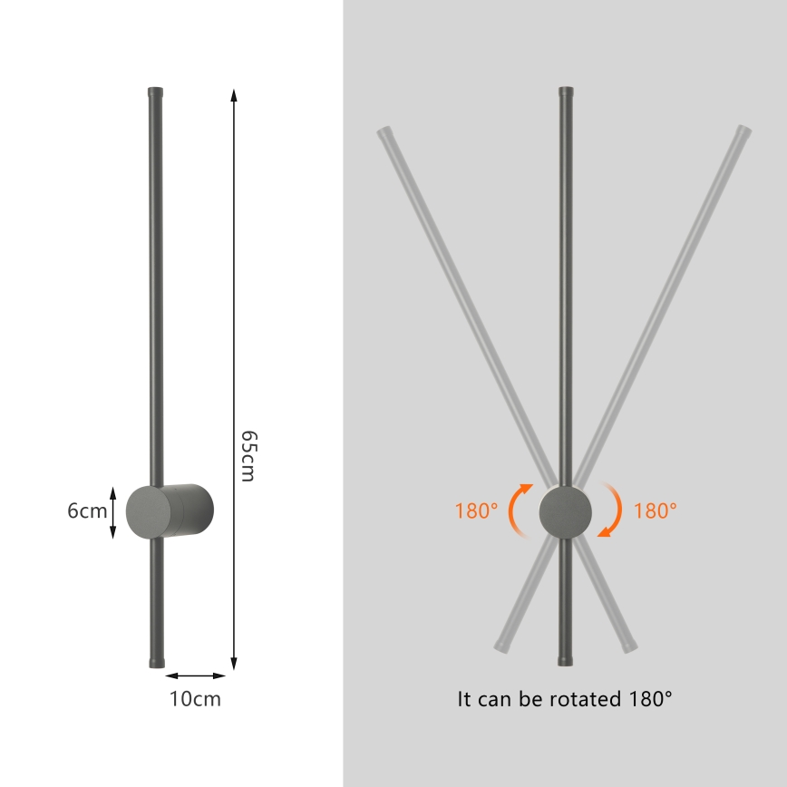 Brilagi - LED spoljašnja zidna svetiljka AURA LED/12W/230V 3000K IP54 65 cm antracit CRI 90