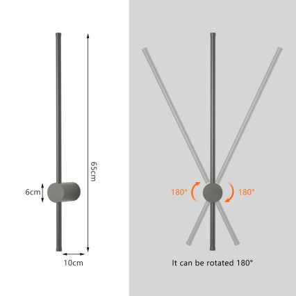 Brilagi - LED spoljašnje zidno svetlo AURA LED/12W/230V 4000K IP54 65 cm antracit CRI 90