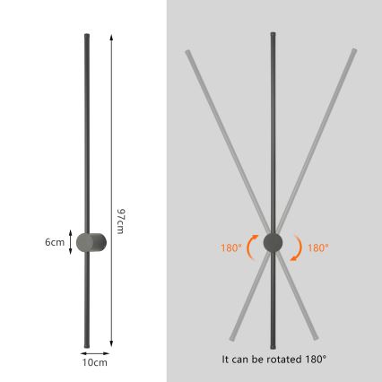 Brilagi - LED Spoljašnje zidno svetlo AURA LED/20W/230V 3000K IP54 97 cm antracit CRI 90
