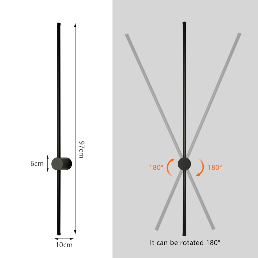 Brilagi - LED spoljašnje zidno svetlo AURA LED/20W/230V 3000K IP54 97 cm crna CRI 90