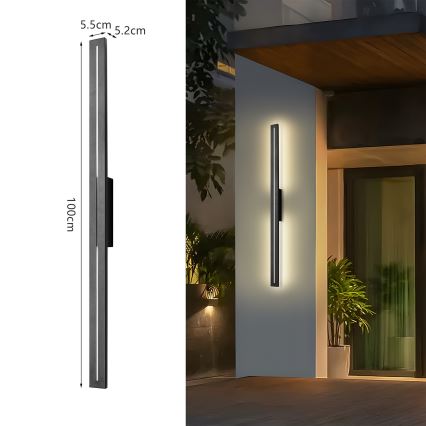Brilagi - LED spoljašnje zidno svetlo LINEO LED/24W/230V 3000K IP65 100 cm crno CRI 90