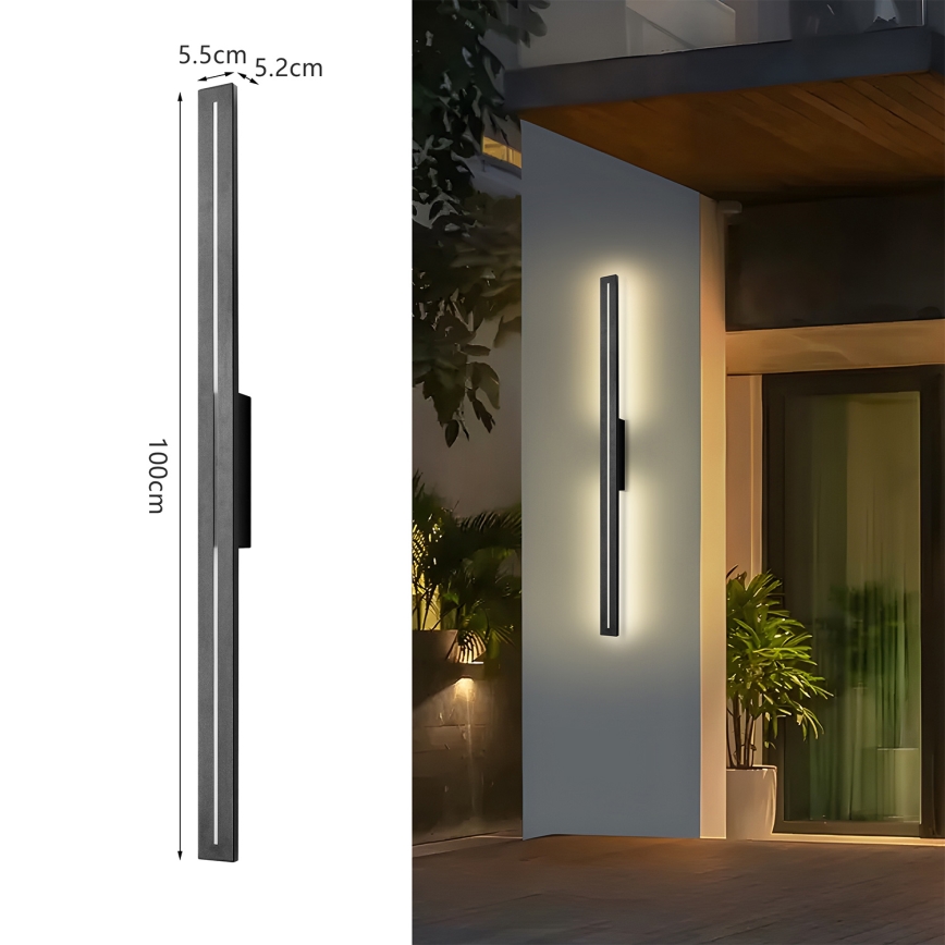 Brilagi - LED spoljašnje zidno svetlo LINEO LED/24W/230V 3000K IP65 100 cm crno CRI 90