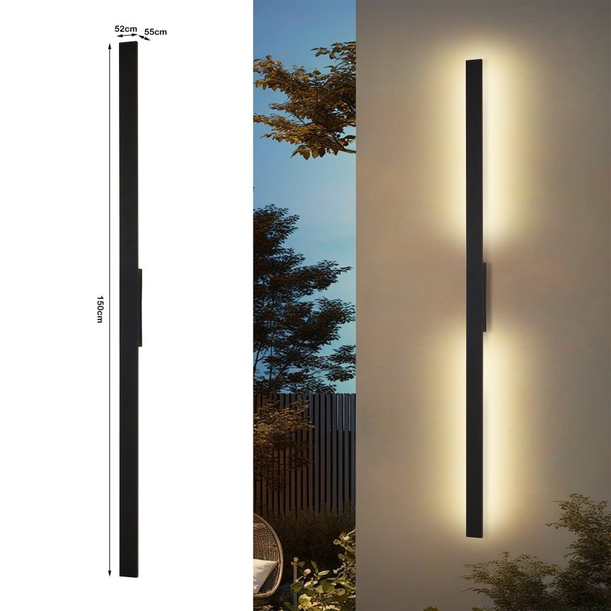 Brilagi - LED spoljašnja zidna svetiljka LUNA LED/30W/230V 4000K IP65 150 cm crna CRI 90