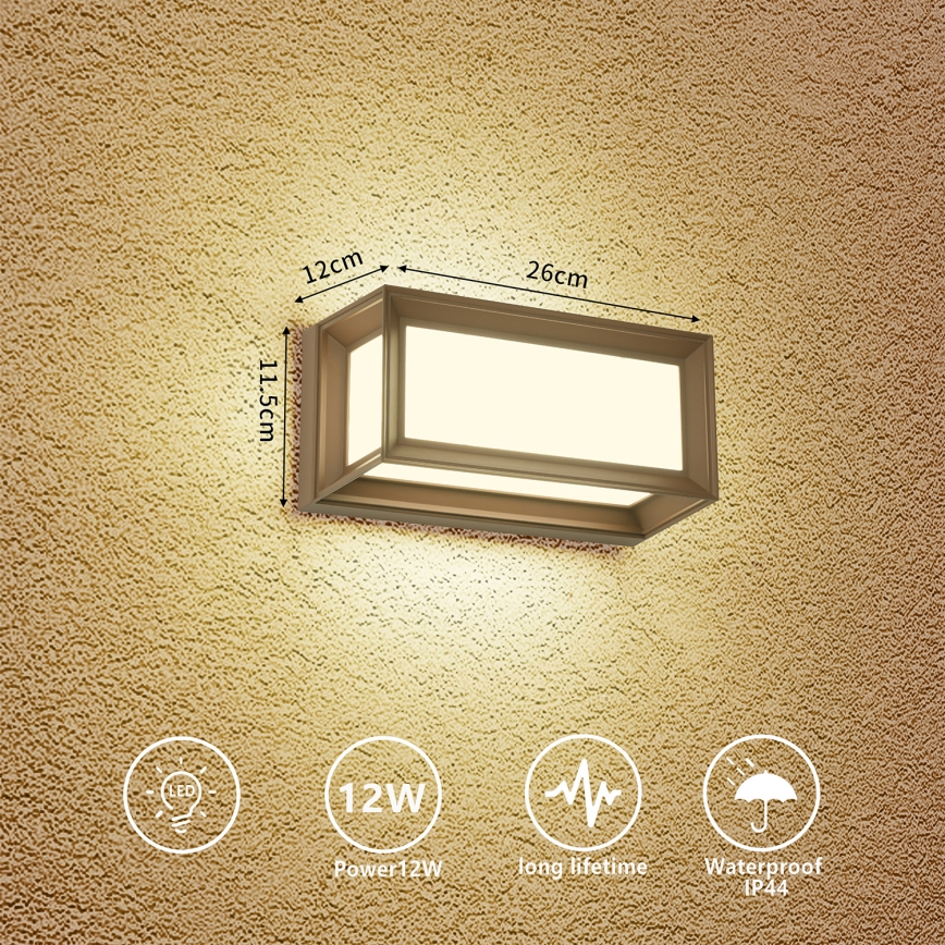 Brilagi - LED spoljašnje zidno svetlo PARKER LED/12W/230V 3000/4500/6000K braon IP44