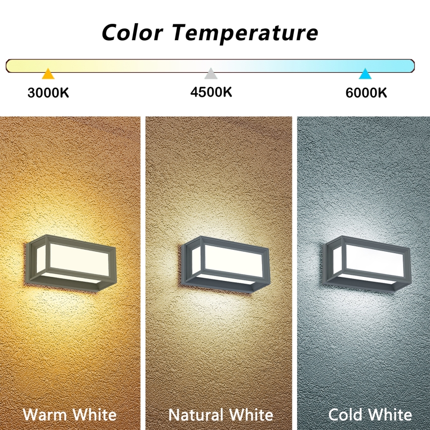 Brilagi - LED spoljašnje zidno svetlo PARKER LED/12W/230V 3000/4500/6000K sivo IP44