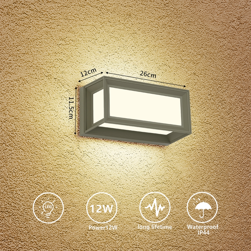 Brilagi - LED spoljašnje zidno svetlo PARKER LED/12W/230V 3000/4500/6000K sivo IP44