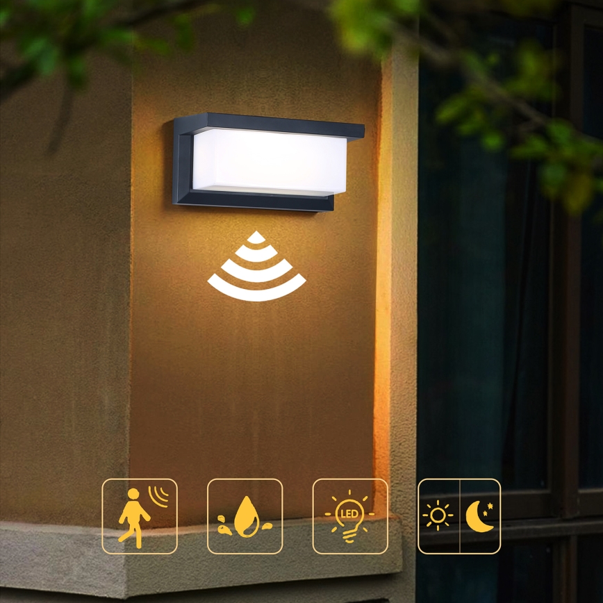 Brilagi - LED spoljašnje zidno svetlo sa senzorom BRICKY LED/12W/230V, antracit, IP54