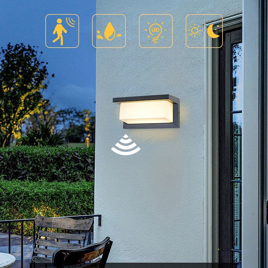 Brilagi - LED spoljašnje zidno svetlo sa senzorom BRICKY LED/12W/230V, antracit, IP54