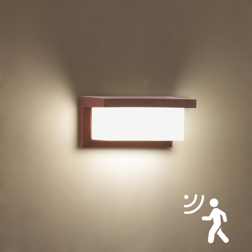 Brilagi - LED spoljašnje zidno svetlo sa senzorom BRICKY LED/12W/230V, braon, IP54