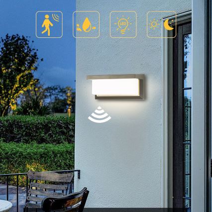 Brilagi - LED spoljašnje zidno svetlo sa senzorom BRICKY LED/12W/230V sivo IP54