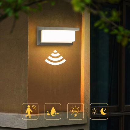 Brilagi - LED spoljašnje zidno svetlo sa senzorom BRICKY LED/12W/230V sivo IP54