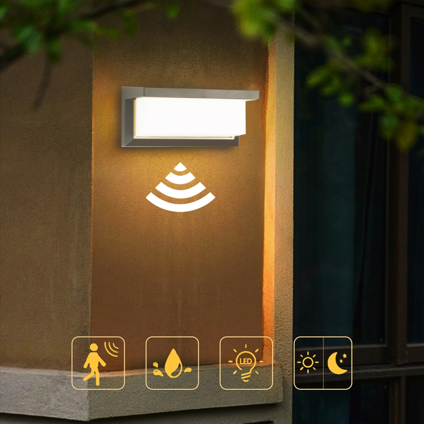 Brilagi - LED spoljašnje zidno svetlo sa senzorom BRICKY LED/12W/230V sivo IP54