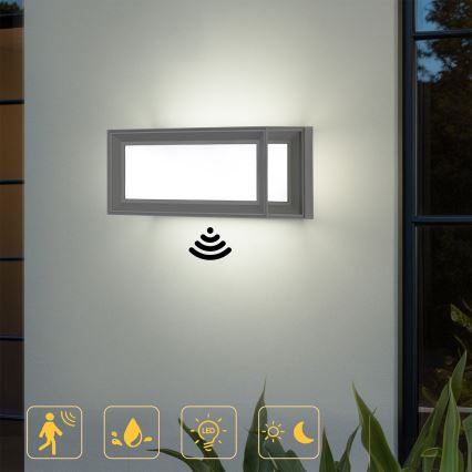 Brilagi - spoljno zidno LED svetlo sa senzorom PARKER LED/12W/230V sivo IP44