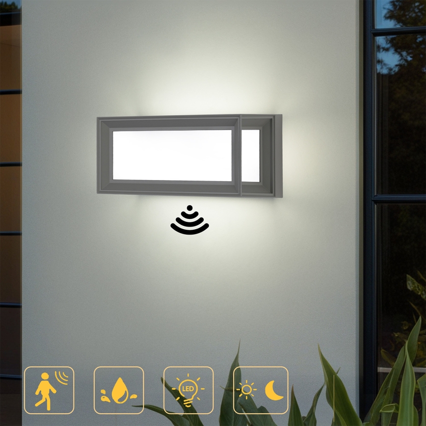Brilagi - spoljno zidno LED svetlo sa senzorom PARKER LED/12W/230V sivo IP44