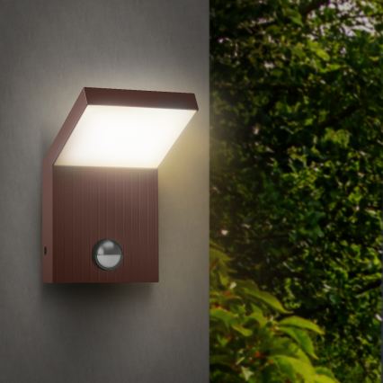 BRILAGI - LED spoljašnje zidno svetlo sa senzorom RIANO LED/8W/230V braon IP65