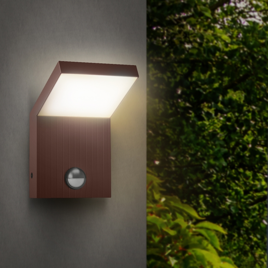 BRILAGI - LED spoljašnje zidno svetlo sa senzorom RIANO LED/8W/230V braon IP65