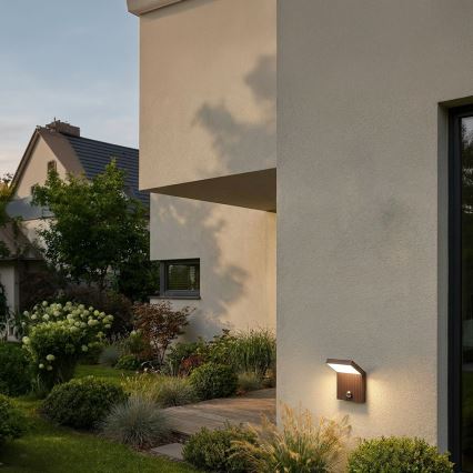 BRILAGI - LED spoljašnje zidno svetlo sa senzorom RIANO LED/8W/230V braon IP65