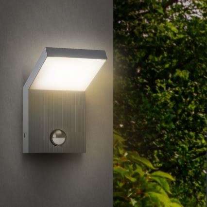 Brilagi - LED spoljašnje zidno svetlo sa senzorom RIANO LED/8W/230V srebrno IP65