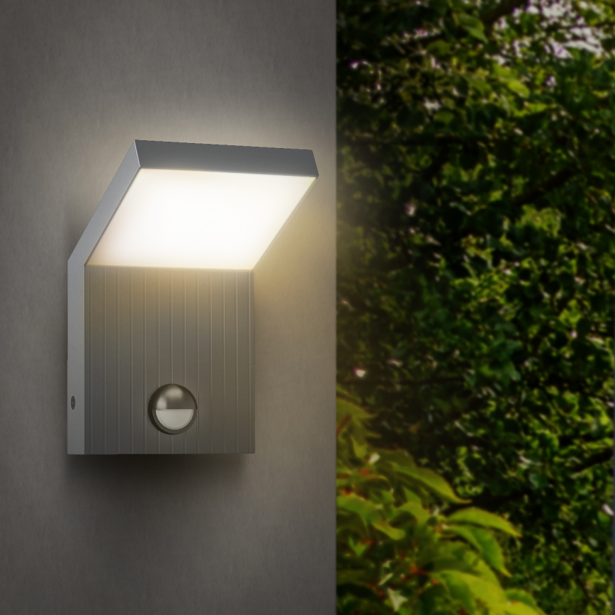 Brilagi - LED spoljašnje zidno svetlo sa senzorom RIANO LED/8W/230V srebrno IP65