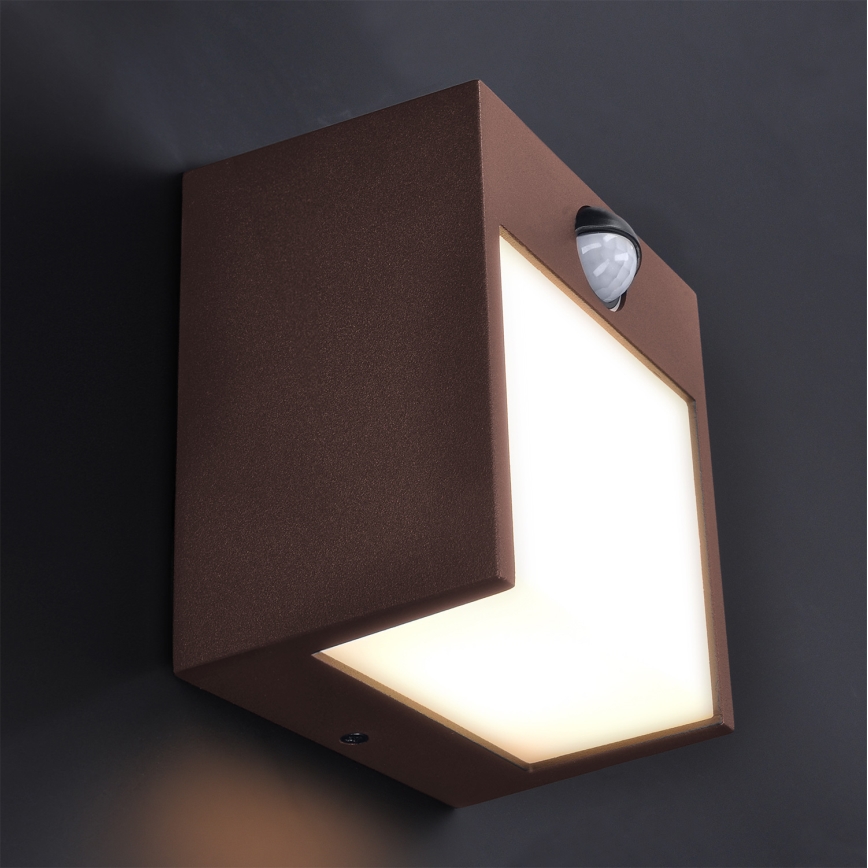 Brilagi - LED spoljašnje zidno svetlo sa senzorom TERNI LED/12W/230V braon IP44
