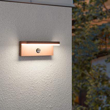 BRILAGI - LED spoljašnje zidno svetlo sa senzorom TESSI LED/10W/230V, braon, IP54