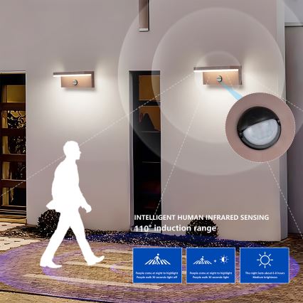 BRILAGI - LED spoljašnje zidno svetlo sa senzorom TESSI LED/10W/230V, braon, IP54