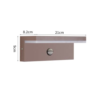 BRILAGI - LED spoljašnje zidno svetlo sa senzorom TESSI LED/10W/230V, braon, IP54