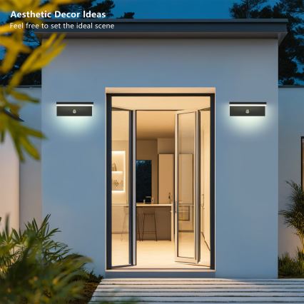 Brilagi - LED spoljašnje zidno svetlo sa senzorom TESSI LED/10W/230V crno IP54