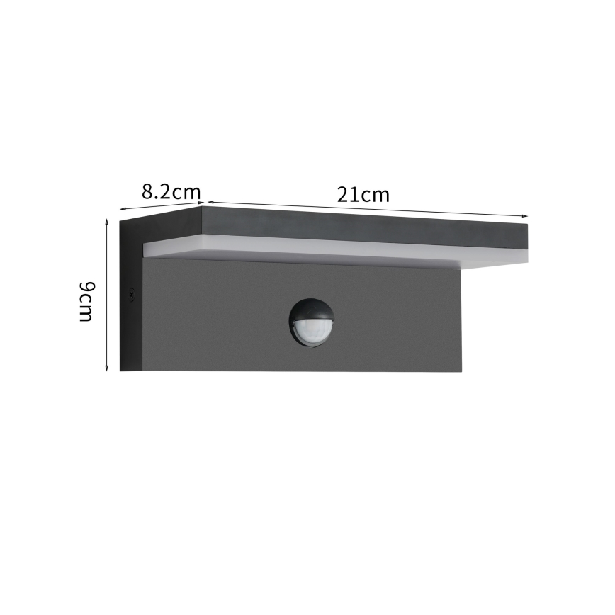 Brilagi - LED spoljašnje zidno svetlo sa senzorom TESSI LED/10W/230V crno IP54
