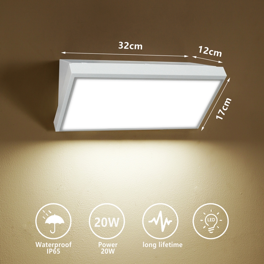 Brilagi - LED spoljašnje zidno svetlo TRIANGLE LED/20W/230V bela IP65