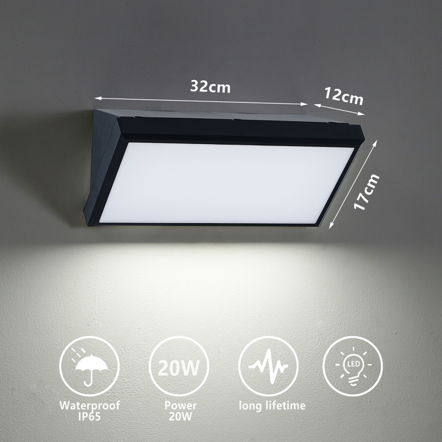 Brilagi - LED spoljašnje zidno svetlo TRIANGLE LED/20W/230V crna IP65