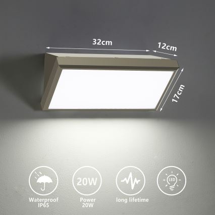 Brilagi - LED spoljašnje zidno svetlo TRIANGLE LED/20W/230V sivo IP65