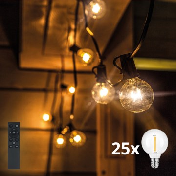 Brilagi - LED spoljašnji dekorativni lanac GIRLANDA 25xE12/0,6W/230V 20m crna IP44 topla bela + daljinski upravljač